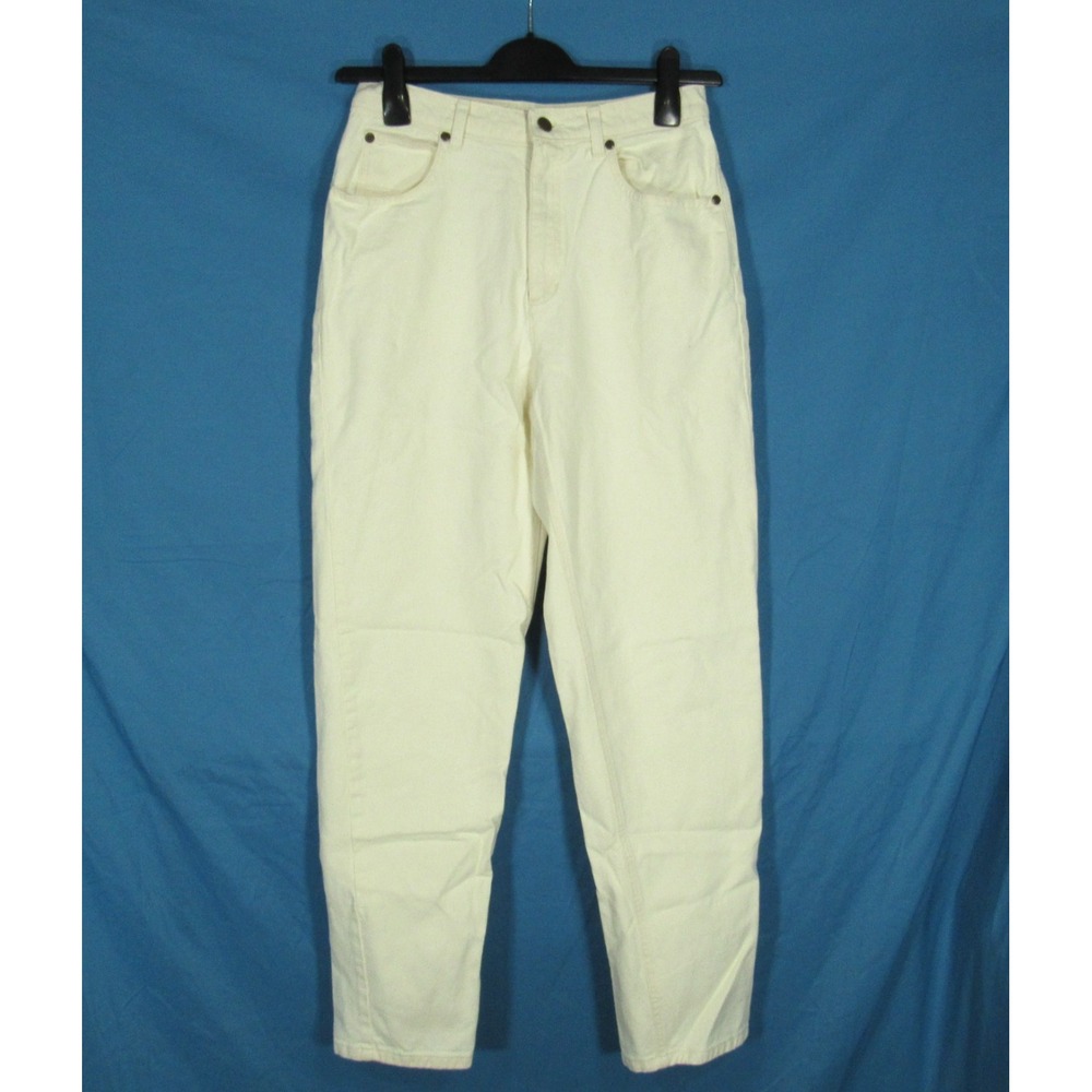 VTG LIZWEAR Liz Claiborne IVORY High-Rise TAPPERED LEG Denim Jeans Sz 10